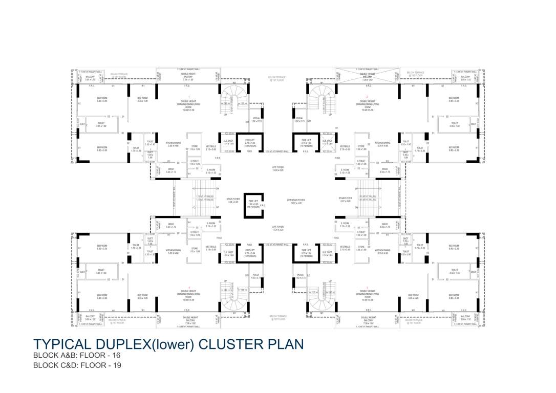  trogon centre court Tower A and B 16th and C and D 19th Duplex Lower Cluster Plan