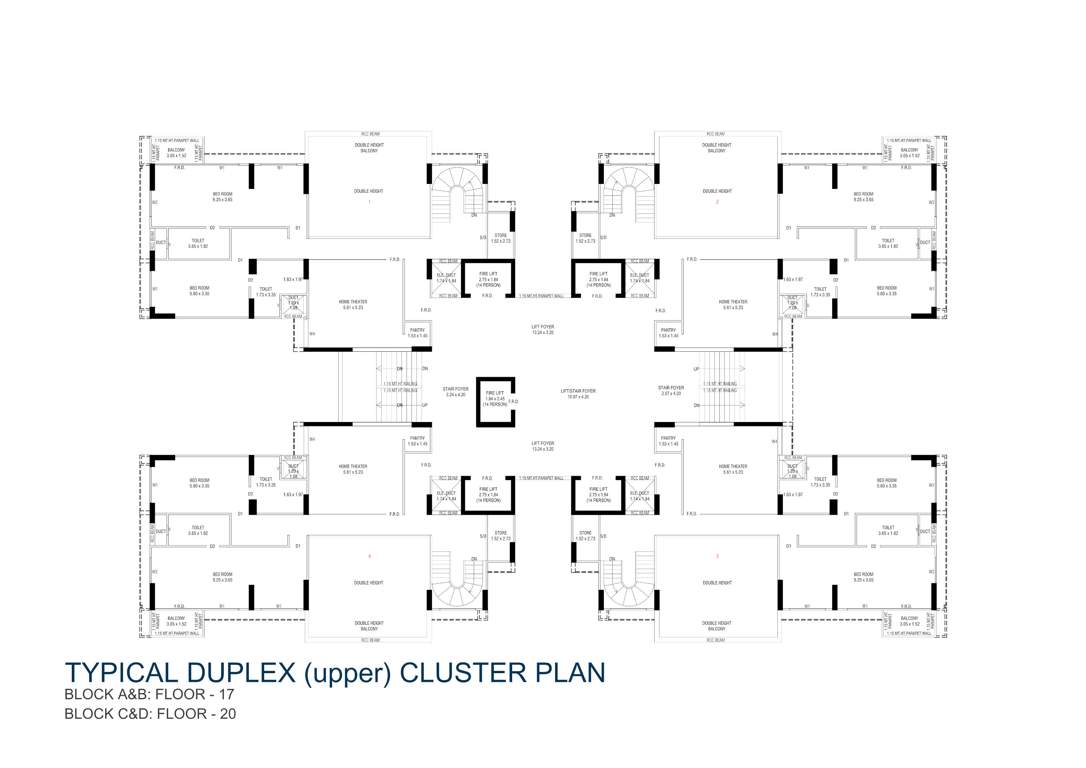  trogon centre court Tower A and B 17th and C and D 20th Duplex Upper Cluster Plan