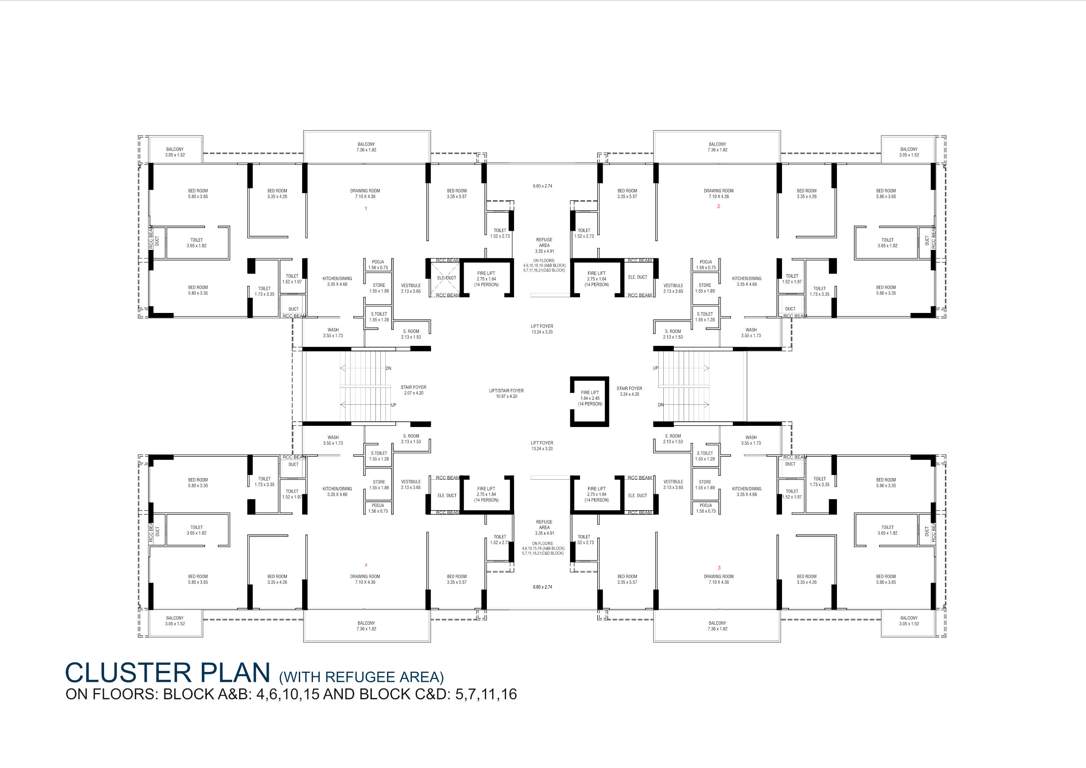  trogon centre court Tower A and B 4, 6, 11, 16  And C And D 5, 7, 10, 15 Cluster Plan
