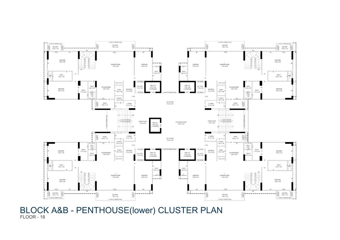  trogon centre court Tower A and B Penthouse lower Cluster Plan for 18th Floor