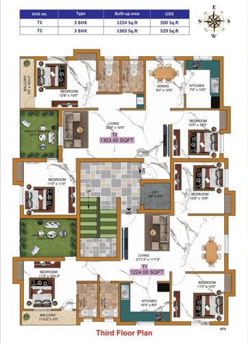  radiance-homes Radiance Homes Cluster Plan for 3rd Floor