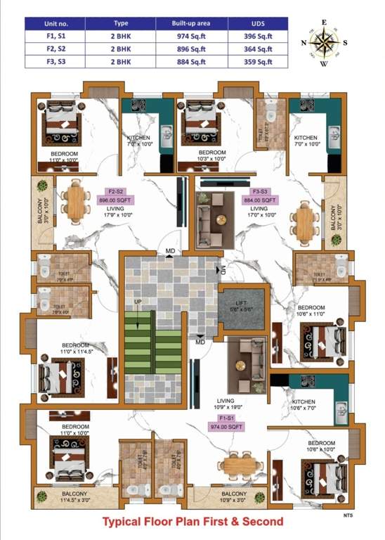  radiance homes Radiance Homes Cluster Plan from 1st to 2nd Floor