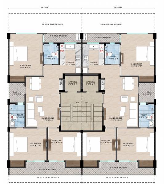  dev-luxury-floors Cluster Plan from 1st to 4th Floor
