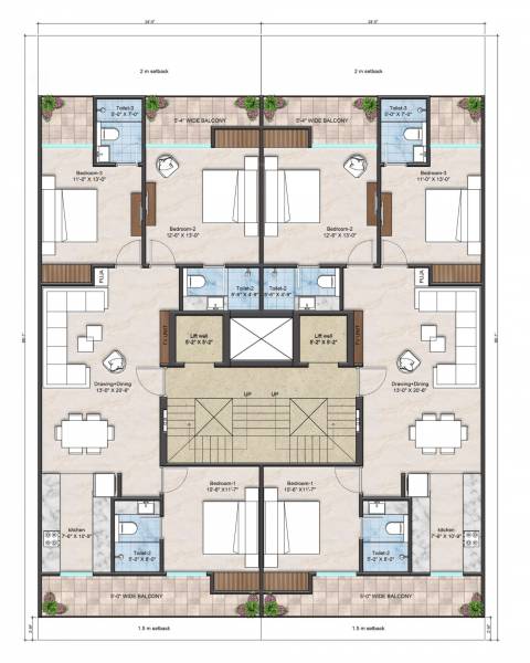  dev-luxury-floors Cluster Plan from 1st to 4th Floor