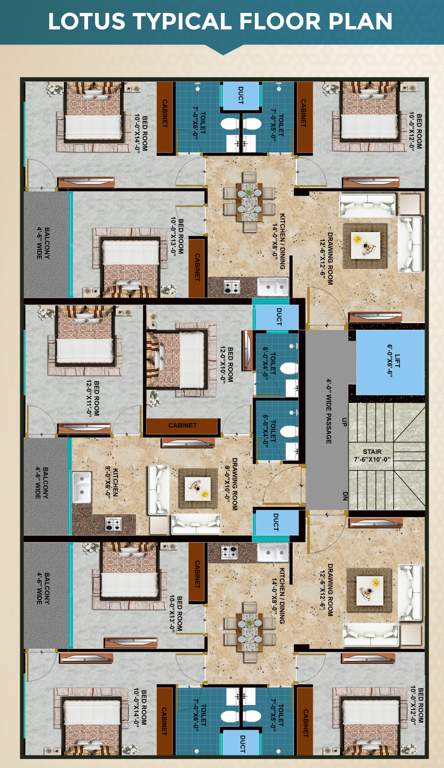 nehra lotus avenue Cluster Plan from 1st to 6th Floor