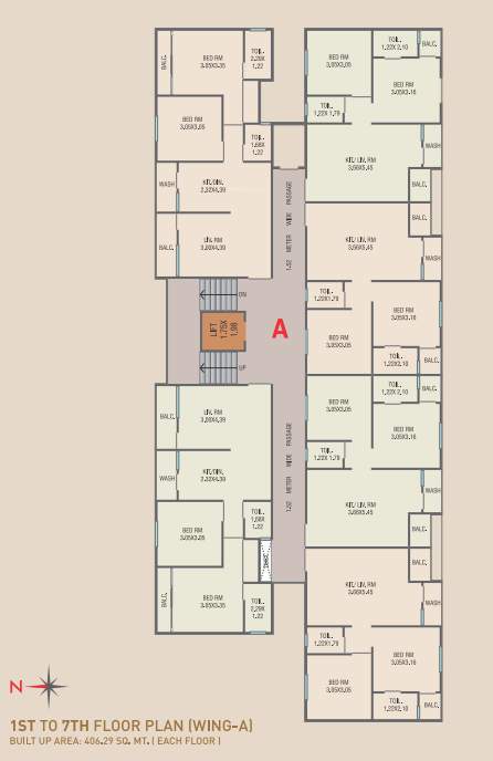  residency 3 WING A Cluster Plan from 1st to 7th Floor