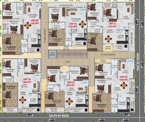  vasavi-pearl Vasavi Pearl Cluster Plan for Typical Floor