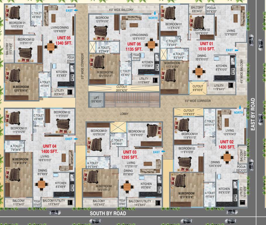  vasavi pearl Vasavi Pearl Cluster Plan for Typical Floor