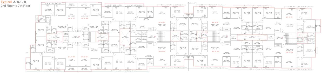  dream villas phase 2 Wing A, B, C, D Cluster Plan from 2nd to 7th Floor
