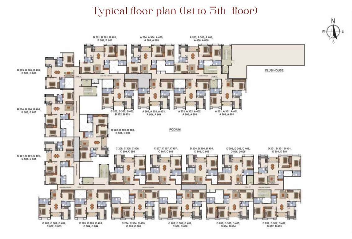  crimson crest Cluster Plan from 1st to 5th Floor