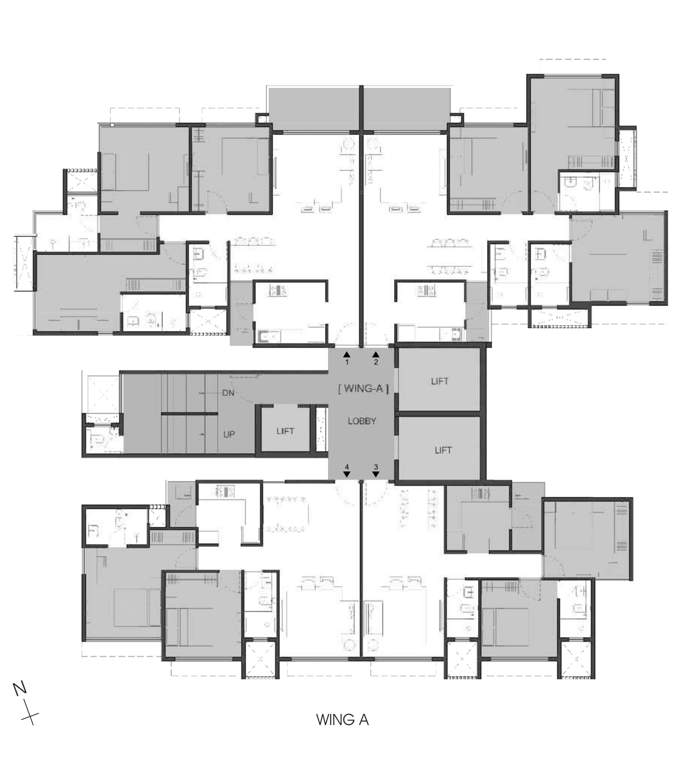  f residences ghatkopar F Residences A Wing Typical Cluster Plan