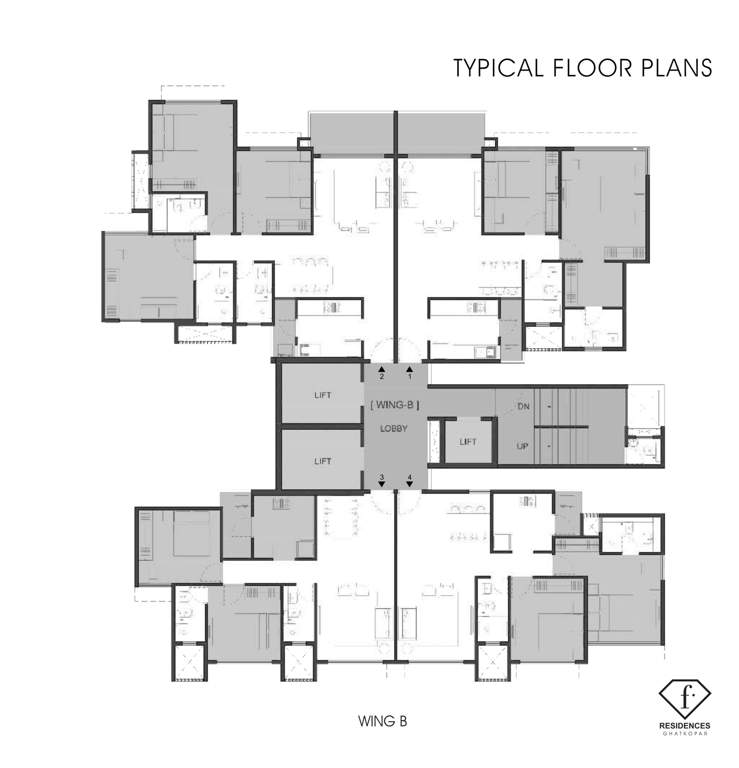  f residences ghatkopar F Residences A Wing Typical Cluster Plan
