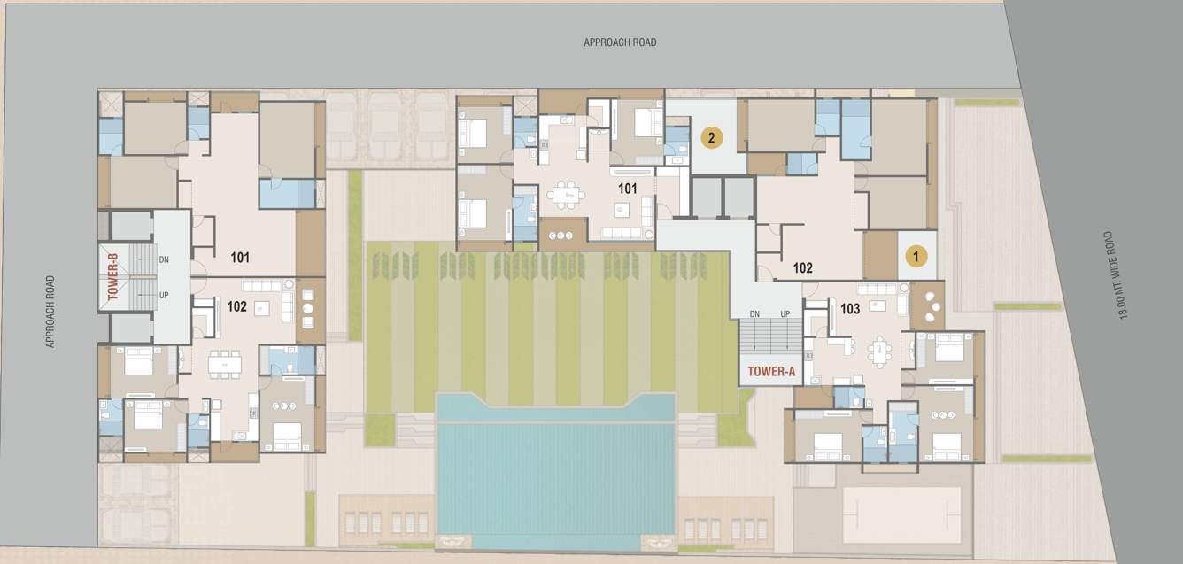  courtyard platinum Tower A Cluster Plan for 1st Floor