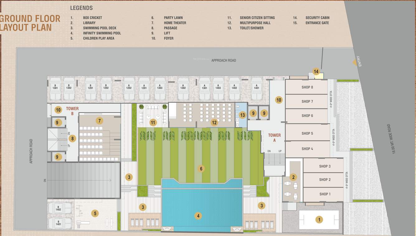  courtyard platinum Tower A Cluster Plan for ground Floor