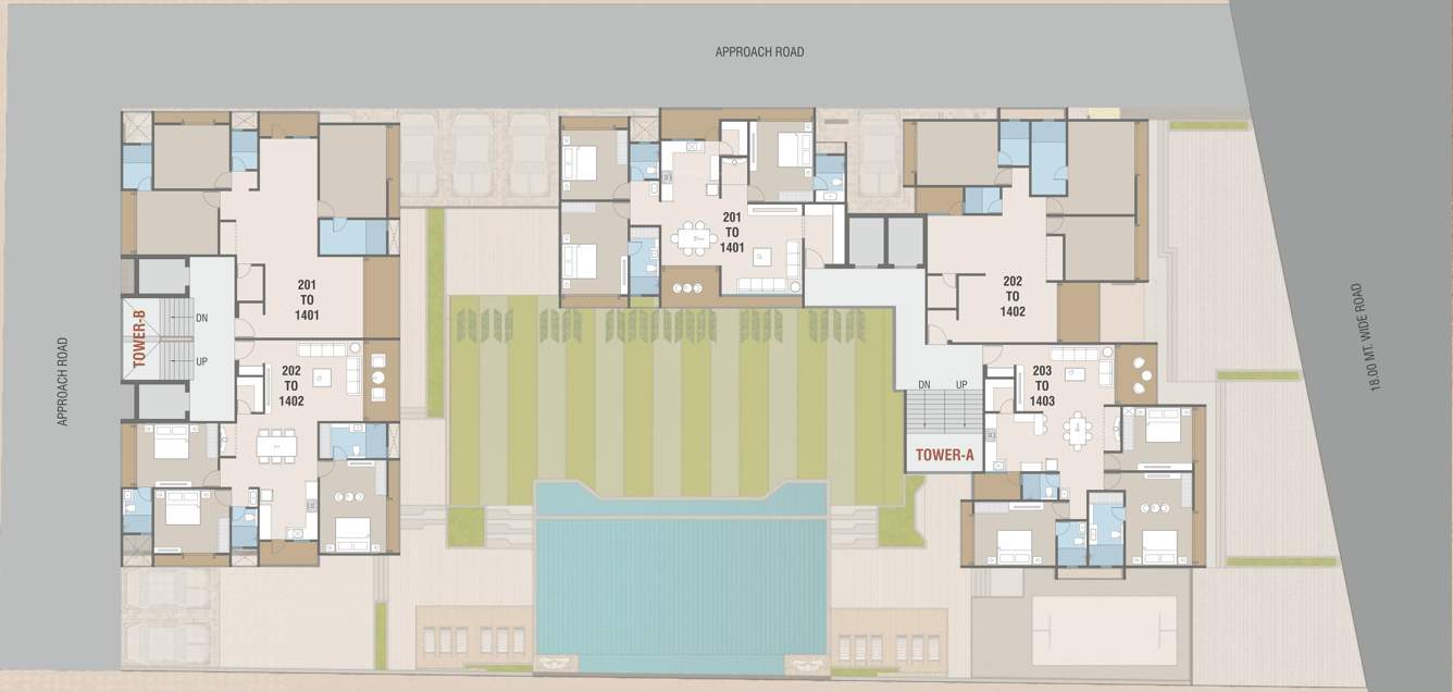  courtyard platinum Tower A Cluster Plan from 2nd to 14th Floor