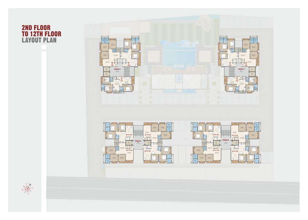  trinetra by courtyard Block A To D Cluster Plan from 2nd to 12th Floor