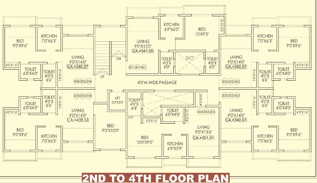  satghare adore gardens Cluster Plan from 2nd to 4th Floor