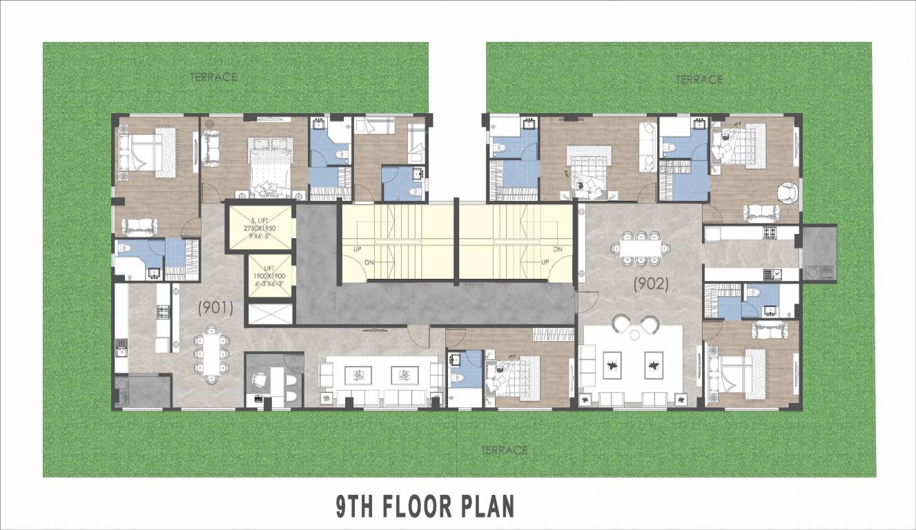 central towers Tower 1 Cluster Plan for 9th Floor