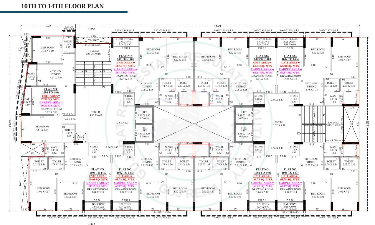  satyagrah solitaire A+B Cluster Plan from 10th to 14th Floor
