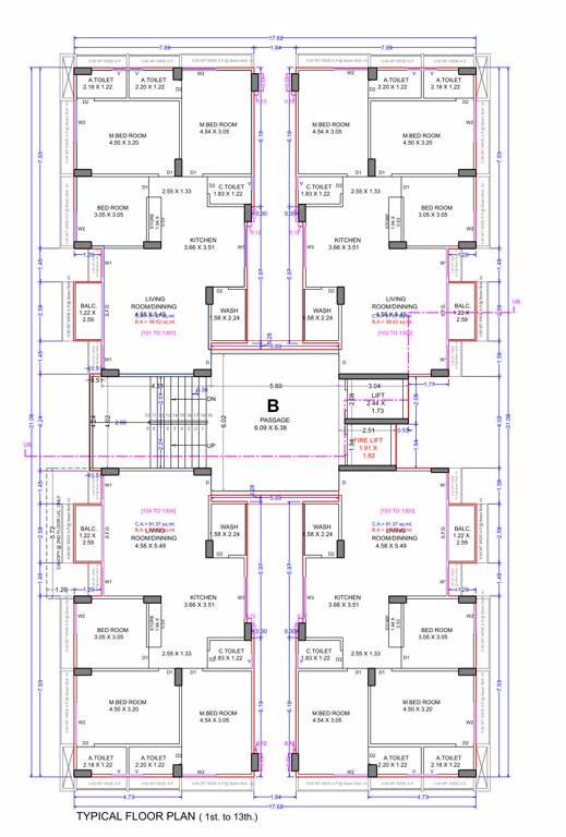  liberty luxe B Cluster Plan from 1st to 13th Floor