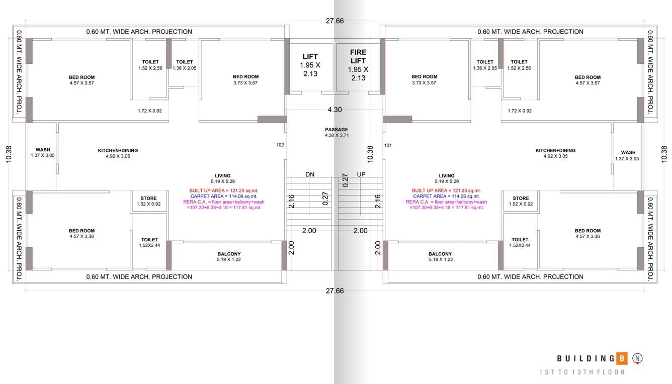  shivalik celebration b & c Tower B Cluster Plan from 1st to 13th Floor