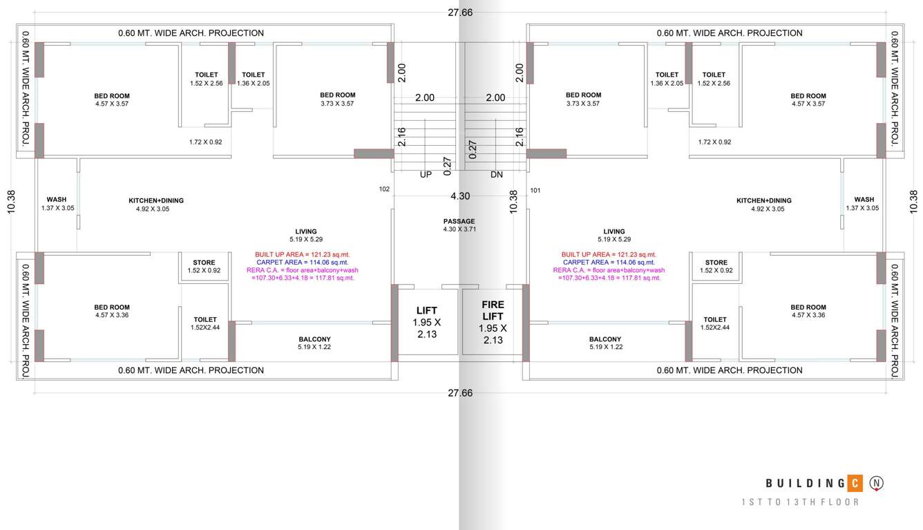  shivalik celebration b & c Tower C Cluster Plan from 1st to 13th Floor