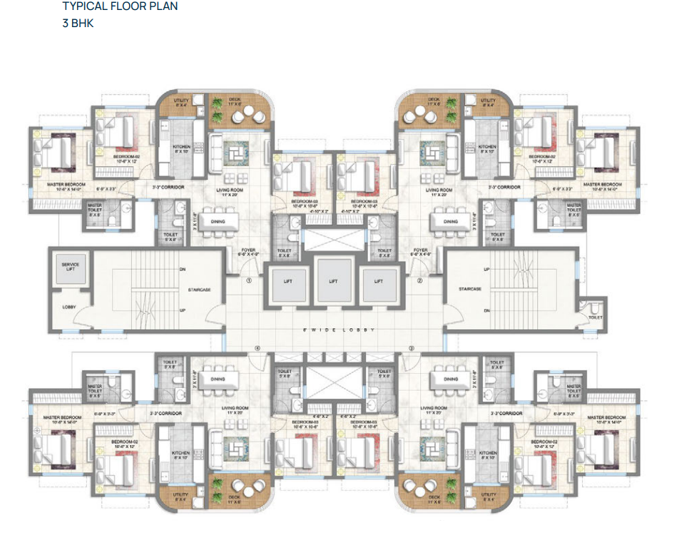  corinthia tower 1 and tower 2 Sub wing 01 Cluster Plan