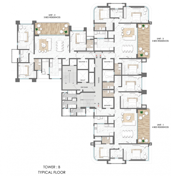  lodha-palais Tower B Cluster Plan For Typical Floor Plan