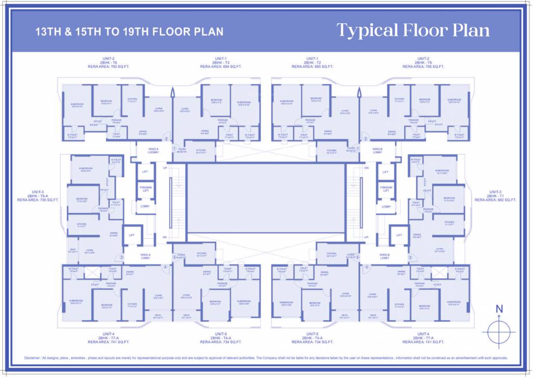  ariana Wing A & B Cluster Plan for 13th & 15th to 19th Floor
