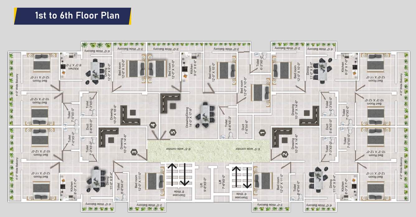  kiran enclave Kiran Enclave Cluster Plan from 1st to 6th Floor