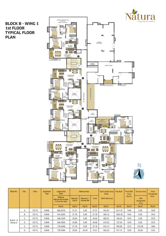  srijan natura Block B Wing 1 Cluster Plan for 1st Floor