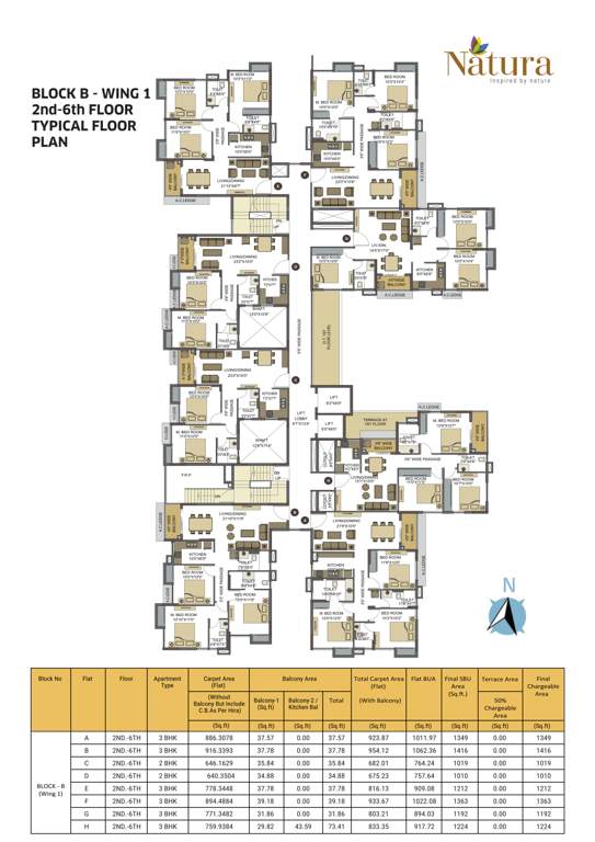  srijan natura Block B Wing 1 Cluster Plan from 2nd to 6th Floor