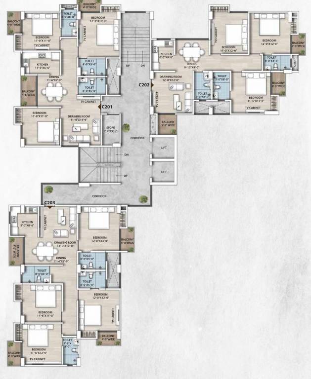  life 360 Tower Block  B Cluster Plan for 2nd Floor