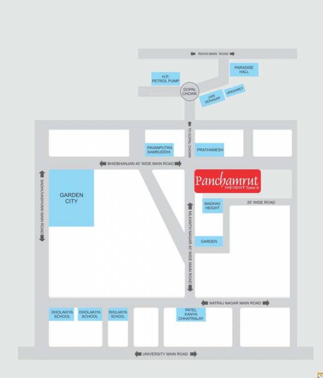 shree dwar panchamrut heights tower a Location Plan