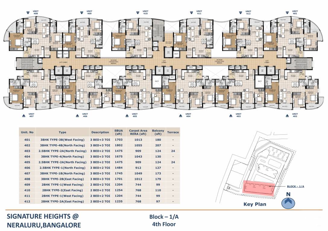  heights Block A Cluster Plan for 4th Floor