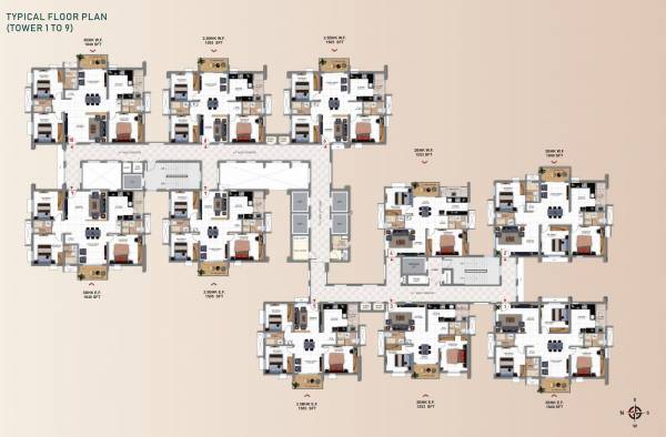  tridasa Tower 1 To Tower 9 Typical Cluster Plan