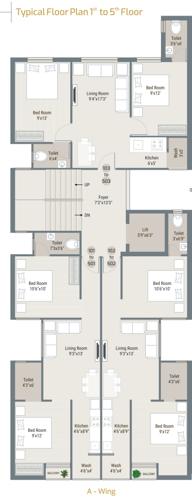  dwarika-onella-wing-a Tower A Cluster Plan from 1st to 5th Floor