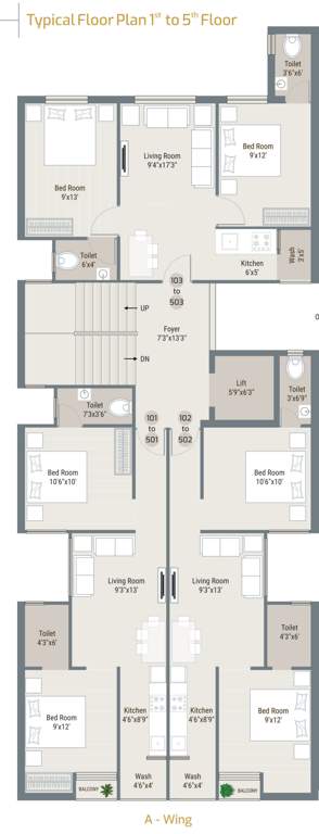 dwarika onella wing a Tower A Cluster Plan from 1st to 5th Floor