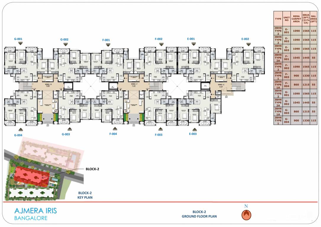 iris BLOCK 2(WING E) Cluster Plan for ground Floor