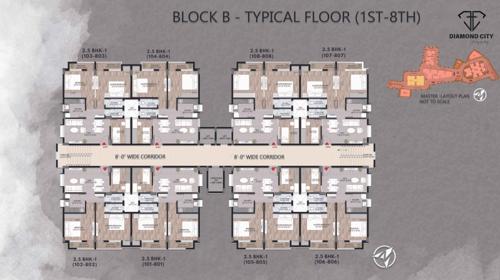  diamond-city-cuttack Block B Cluster Plan from 1st to 8th Floor
