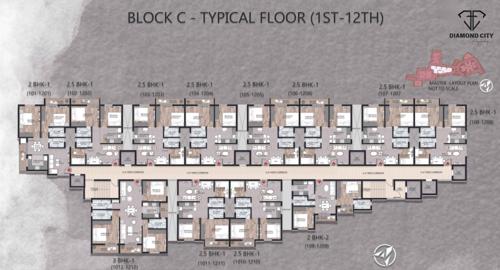  diamond-city-cuttack Block C Cluster Plan from 1st to 12th Floor
