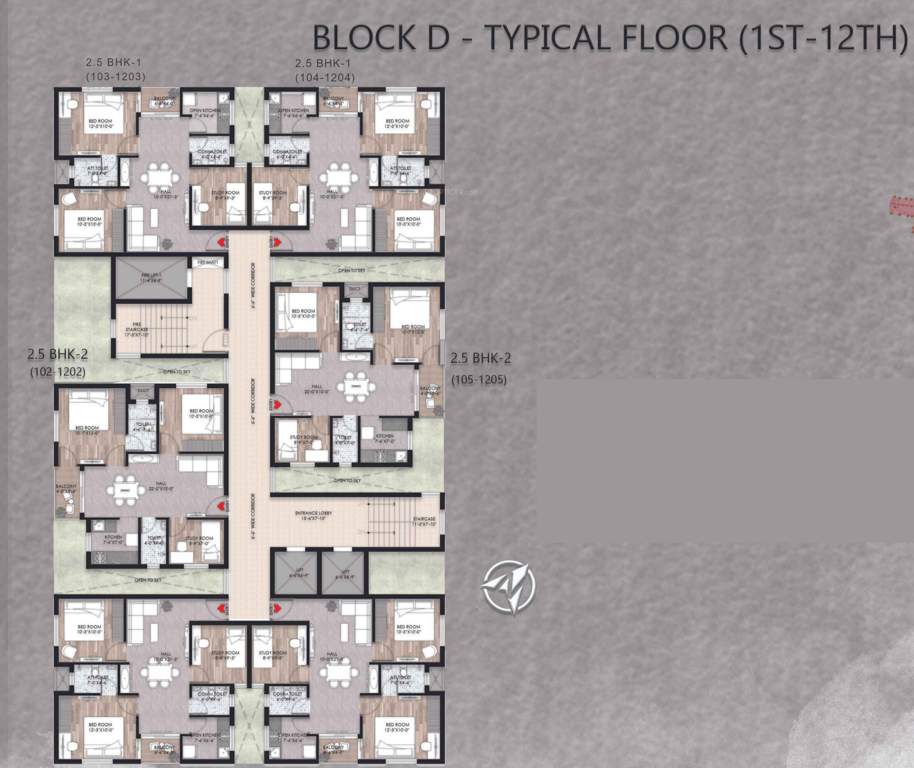  diamond city cuttack Block D Cluster Plan from 1st to 12th Floor