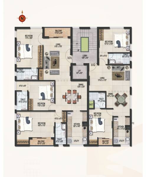  adya Adya Cluster Plan for Typical Floor