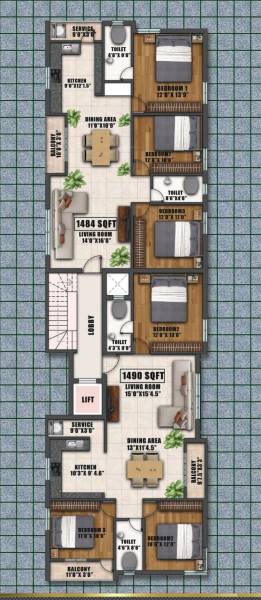  adya Adya Cluster Plan for Typical Floor