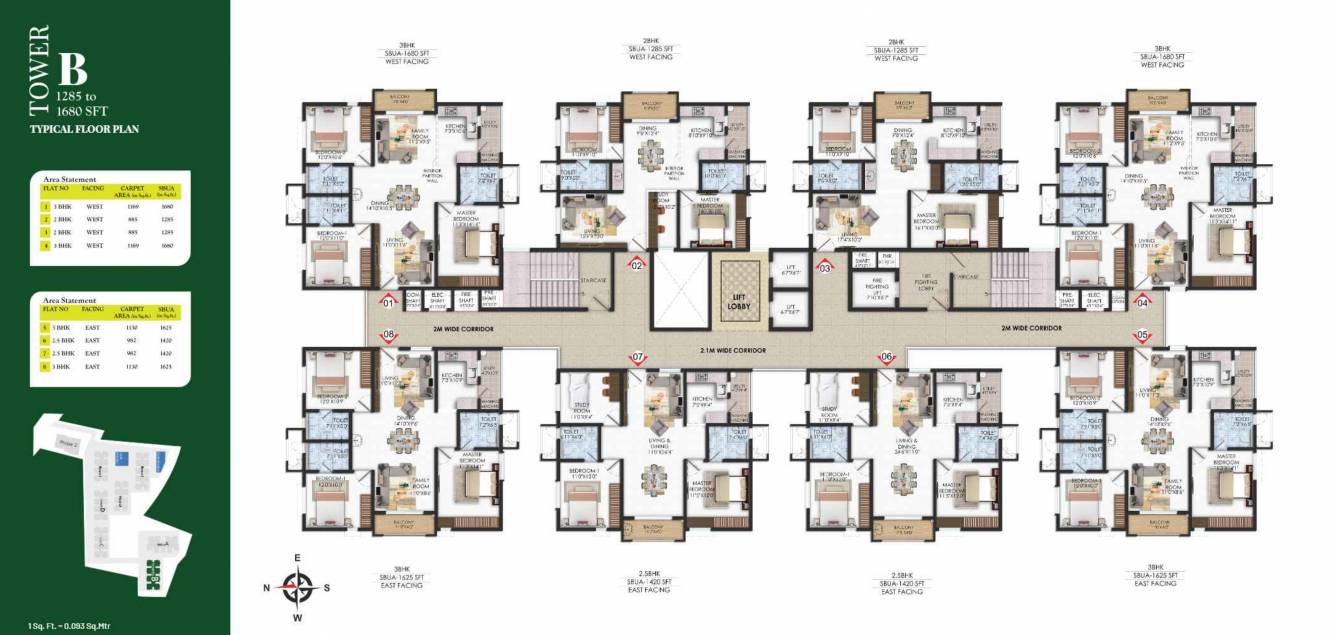  gardens by the brook Tower B Typical Cluster Plan