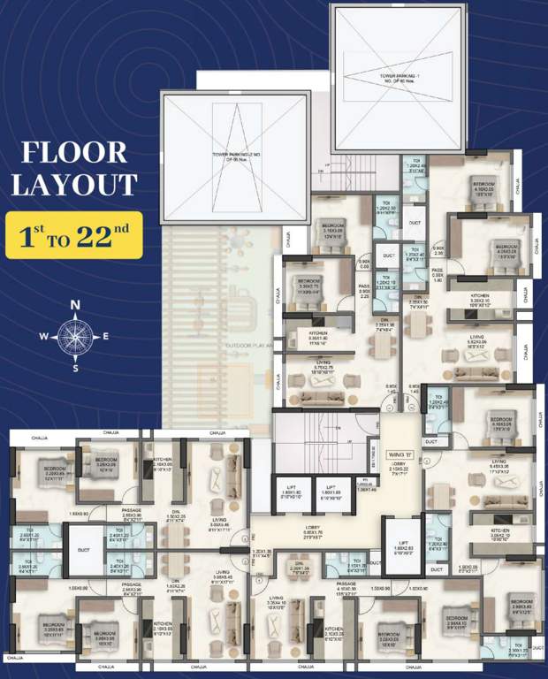  avenue 37 A WING Cluster Plan from 1st to 22th Floor