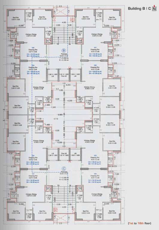 shiv samarth 1 Tower B Cluster Plan from 1st to 18th Floor
