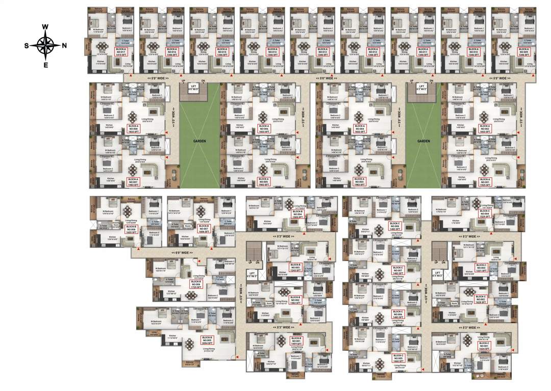  sree lakshmi vallabha residency A Cluster Plan from 1st to 4th Floor
