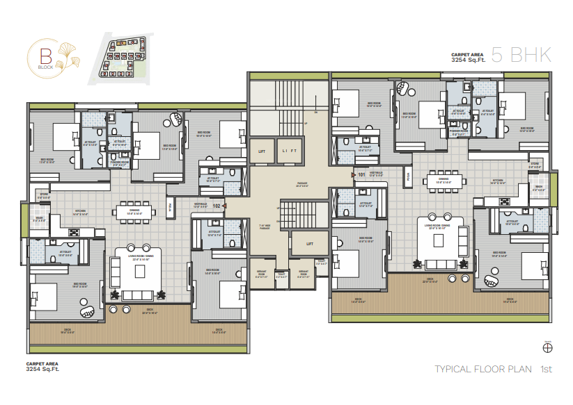 ercole Block B Cluster Plan for 1st Floor