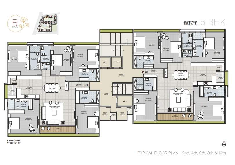 ercole Block B Cluster Plan from 2nd to 10th Floor